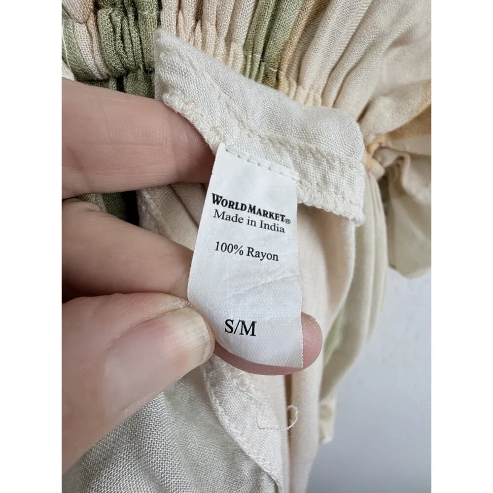world market mira kaftan earth tone boho naturecore coastal women's dress s/m - Picture 12 of 14
